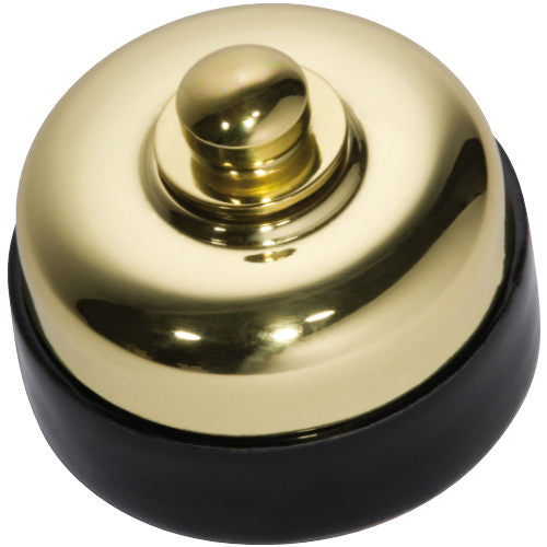 Fan Controller Black Porcelain Base Polished Brass D60xP48mm in Polished Brass/ Black