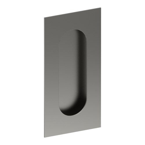 Rectangular, Sliding Door, Flush Pull Handle (Single). Solid Stainless Steel. Round End Finger Hole. 100mm x 50mm. Invisible Fix (no screw holes) in Satin Stainless