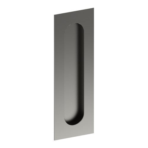 Rectangular, Sliding Door, Flush Pull Handle (Single). Solid Stainless Steel. Round End Finger Hole. 150mm x 50mm. Invisible Fix (no screw holes) in Satin Stainless