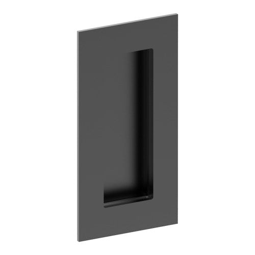 Rectangular, Sliding Door, Flush Pull Handle (Single). Solid Stainless Steel. Rectangular Finger Hole. 100mm x 50mm. Invisible Fix (no screw holes) in Black Powder Coat