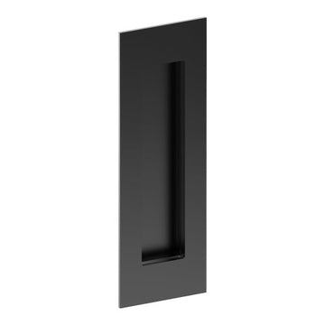 Rectangular, Sliding Door, Flush Pull Handle (Single). Solid Stainless Steel. Rectangular Finger Hole. 150mm x 50mm. Invisible Fix (no screw holes) in Black Powder Coat