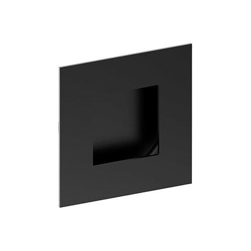 Square, Sliding Door, Flush Pull Handle (Single). Solid Stainless Steel. Square Finger Hole. 50mm x 50mm. Invisible Fix (no screw holes) in Black Powder Coat
