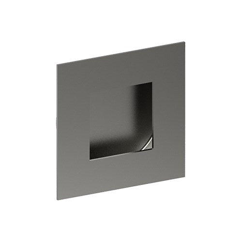 Square, Sliding Door, Flush Pull Handle (Single). Solid Stainless Steel. Square Finger Hole. 50mm x 50mm. Invisible Fix (no screw holes) in Satin Stainless