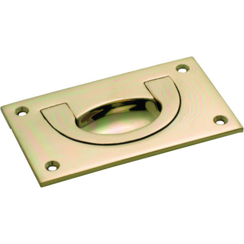 Flush Pull Large Polished Brass H55xW90mm in Polished Brass