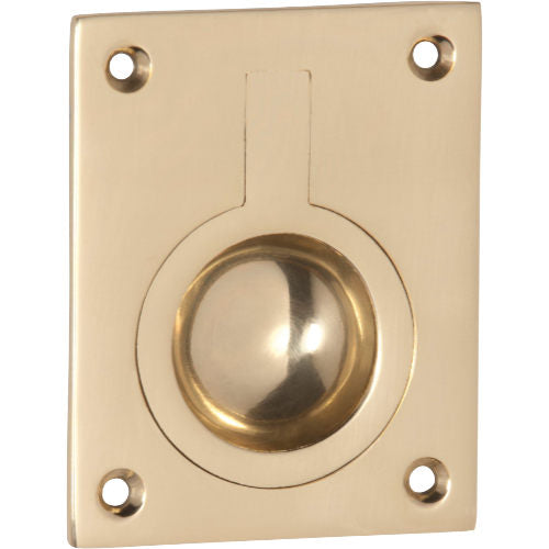 Flush Ring Pull Polished Brass H63xW50mm in Polished Brass