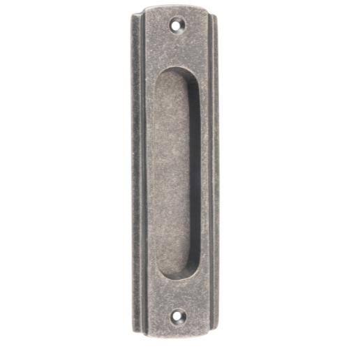 Sliding Door Pull Traditional Rumbled Nickel H150xW43mm in Rumbled Nickel