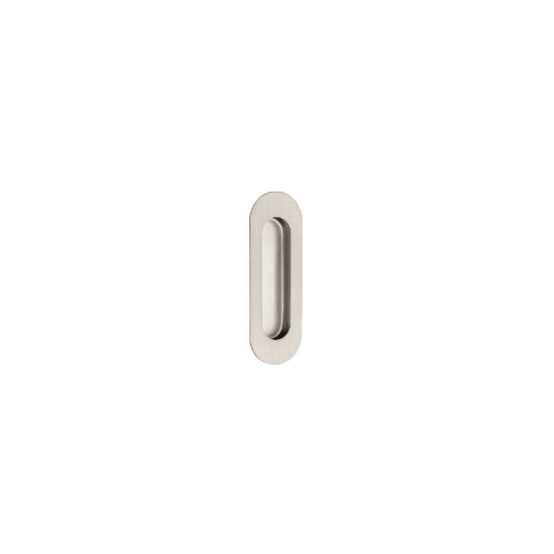 Oval Flush Pull, Concealed Fix 120 x 40mm - With Euro Hole in Satin Stainless