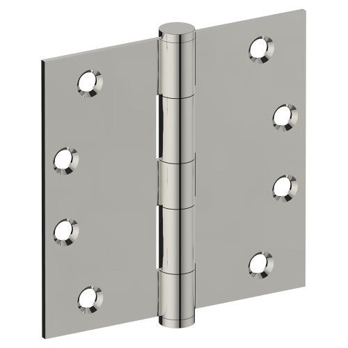 Hinge 100mm x 100mm x 2.5mm, Stainless Steel, Button Tipped, Fixed Pin (w/timber and metal thread Screws) in Polished Stainless