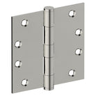 Hinge 100mm x 100mm x 2.5mm, Stainless Steel, Button Tipped, Fixed Pin (w/timber and metal thread Screws) in Polished Stainless