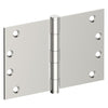 Hinge 100mm x 125mm x 3mm, Stainless Steel, Button Tipped, Fixed Pin (w/timber and metal thread Screws) in Satin Stainless