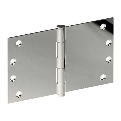 Hinge 100mm x 175mm x 3.5mm, Stainless Steel, Button Tipped, Fixed Pin (w/timber and metal thread Screws) in Polished Stainless