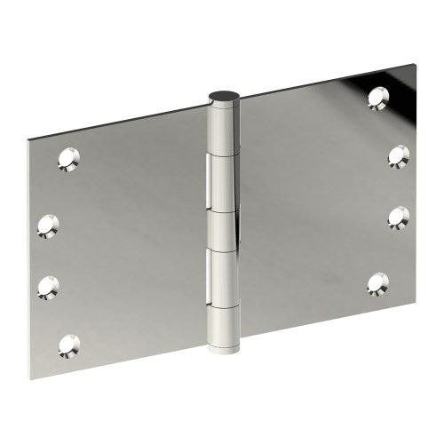 Hinge 100mm x 175mm x 3.0mm, Stainless Steel, Button Tipped, Fixed Pin (w/timber and metal thread Screws) in Polished Stainless Steel