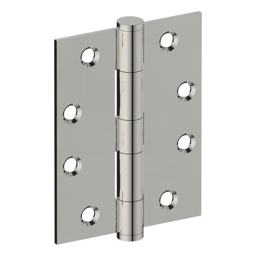 Hinge 100mm x 75mm x 2.5mm, Stainless Steel, Button Tipped, Fixed Pin (w/timber and metal thread Screws) in Polished Stainless