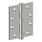 Stainless steel hinge with 100mm x 75mm x 2.5mm dimensions, button tipped, fixed pin, with timber and metal thread screws.