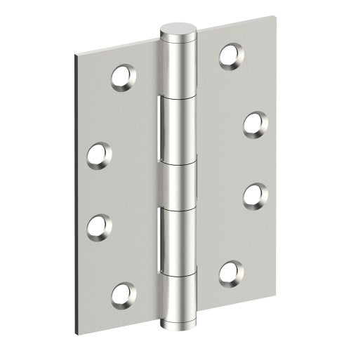 Hinge 100mm x 75mm x 2.5mm, Stainless Steel, Button Tipped, Fixed Pin (w/timber and metal thread Screws) in Satin Stainless