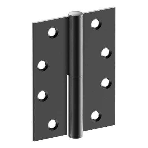 Lift Off Hinge, LEFT HAND, 100mm x 75mm x 2.5mm, Stainless Steel, Button Tipped (w/timber and metal thread Screws) in Black