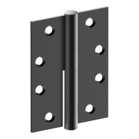 Lift Off Hinge, LEFT HAND, 100mm x 75mm x 2.5mm, Stainless Steel, Button Tipped (w/timber and metal thread Screws) in Black