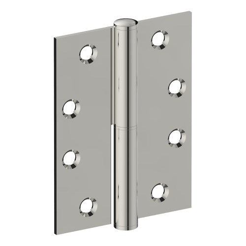Lift Off Hinge, LEFT HAND, 100mm x 75mm x 2.5mm, Stainless Steel, Button Tipped (w/timber and metal thread Screws) in Polished Stainless
