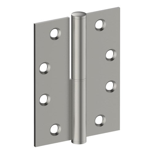 Lift Off Hinge, RIGHT HAND, 100mm x 75mm x 2.5mm, Stainless Steel, Button Tipped (w/timber and metal thread Screws) in Satin Stainless