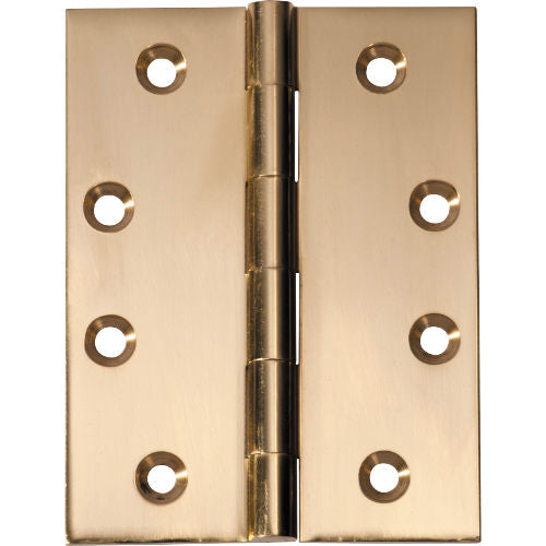 Hinge Fixed Pin Unlacquered Polished Brass H100xW75xT3mm in Unlacquered Polished Brass