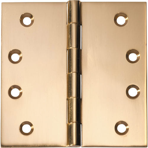 Hinge Fixed Pin Unlacquered Polished Brass H100xW100xT3mm in Unlacquered Polished Brass