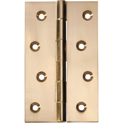 Hinge Fixed Pin Polished Brass H100xW60xT2.5mm in Polished Brass