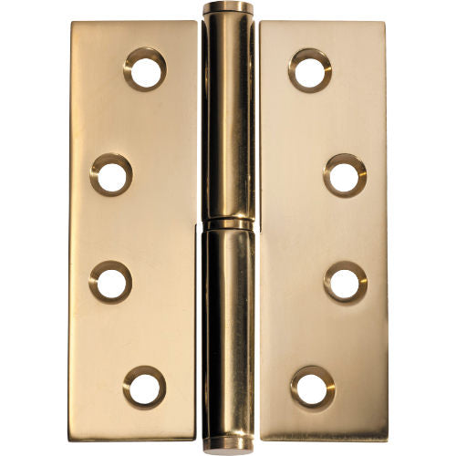 Hinge Lift Off Left Hand Polished Brass H100xW75xT2.5mm in Polished Brass