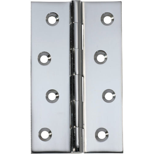 Hinge Fixed Pin Chrome Plated H100xW60xT2.5mm in Chrome Plated