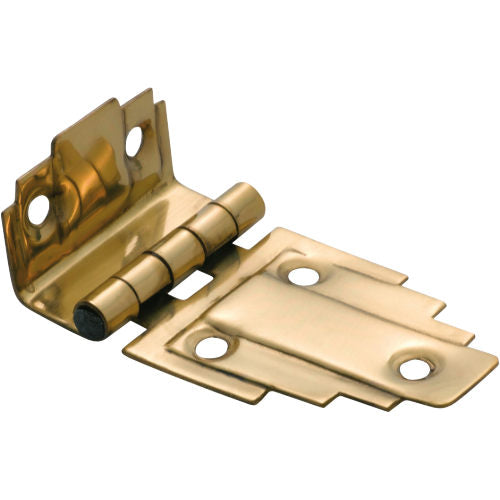 Cabinet Hinge Sheet Brass Deco Offset Polished Brass H32xW63mm in Polished Brass