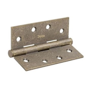 Rustic Brass Butt Hinge, Fixed Pin - 100 x 75 x 2.5mm in Rustic Brass