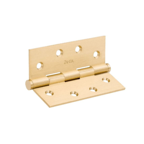 Satin Brass Butt Hinge, Fixed Pin - 100 x 75 x 2.5mm in Satin Brass