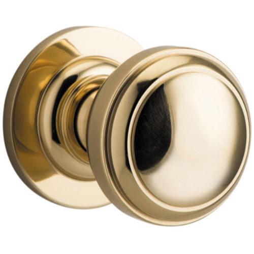 Door Knob Paddington Round Rose Concealed Fix Polished Brass D54xP68mm BP58mm in Polished Brass