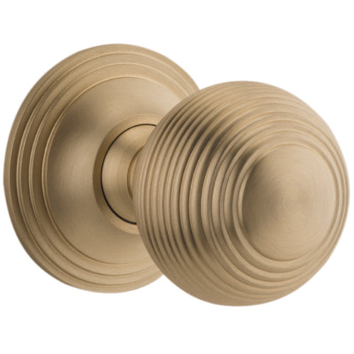 Door Knob Guildford Round Rose Concealed Fix Brushed Brass D52xP60mm BP78mm in Brushed Brass