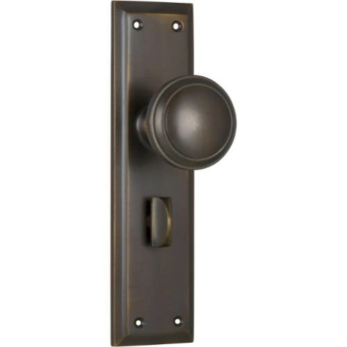 Door Knob Milton Privacy Pair Antique Brass H200xW50xP73mm in Antique Brass
