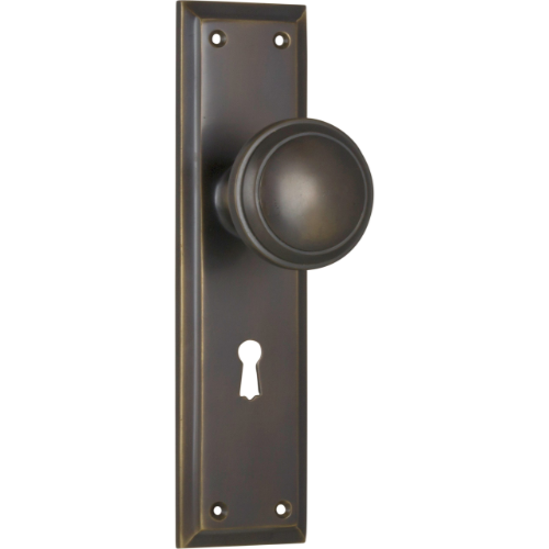 Door Knob Milton Lock Pair Antique Brass H200xW50xP73mm in Antique Brass