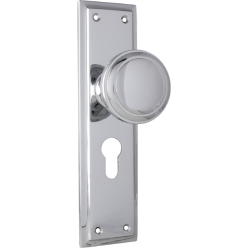 Door Knob Milton Euro Pair Chrome Plated H200xW50xP73mm in Chrome Plated
