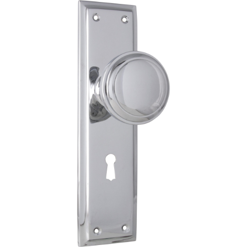 Door Knob Milton Lock Pair Chrome Plated H200xW50xP73mm in Chrome Plated