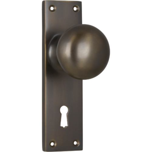 Door Knob Victorian Lock Pair Antique Brass H152xW42xP75mm in Antique Brass