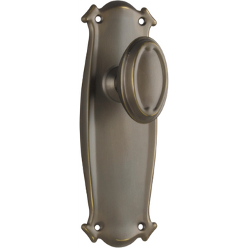 Door Knob Bungalow Latch Pair Antique Brass H197xW68xP60mm in Antique Brass