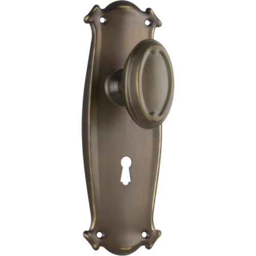Door Knob Bungalow Lock Pair Antique Brass H197xW68xP60mm in Antique Brass