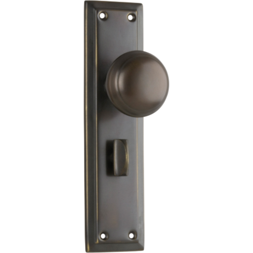 Door Knob Richmond Privacy Pair Antique Brass H200xW50xP62mm in Antique Brass