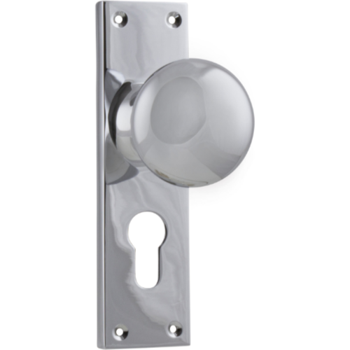 Door Knob Victorian Euro Pair Chrome Plated H152xW42xP75mm in Chrome Plated