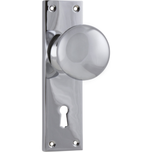 Door Knob Victorian Lock Pair Chrome Plated H152xW42xP75mm in Chrome Plated