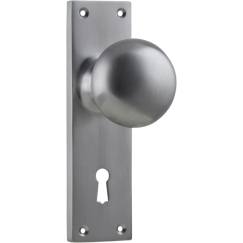 Door Knob Victorian Lock Pair Satin Chrome H152xW42xP75mm in Satin Chrome