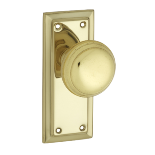 Door Knob Richmond Latch Pair Polished Brass H125xW50xP62mm in Polished Brass