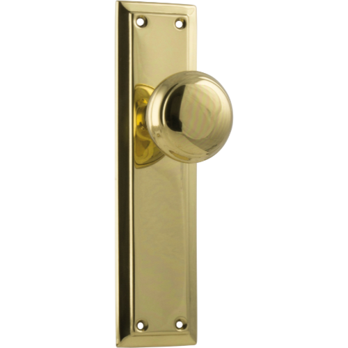 Door Knob Richmond Latch Pair Polished Brass H200xW50xP62mm in Polished Brass