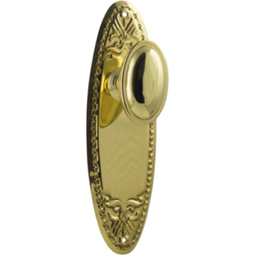 Door Knob Fitzroy Latch Pair Polished Brass H205xW63xP60mm in Polished Brass