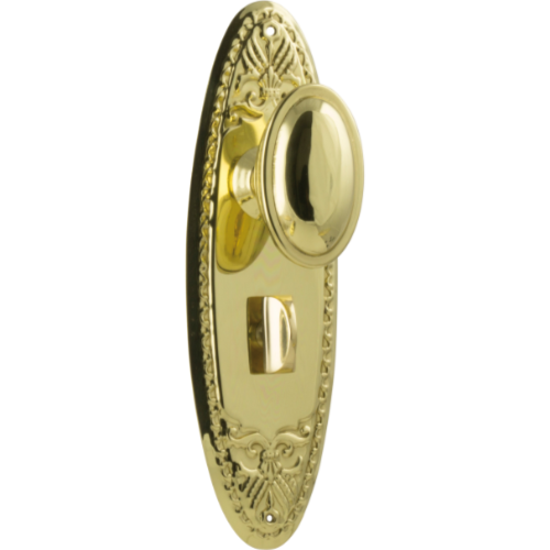 Door Knob Fitzroy Privacy Pair Polished Brass H205xW63xP60mm in Polished Brass