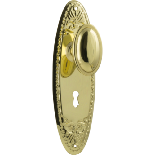 Door Knob Fitzroy Lock Pair Polished Brass H205xW63xP60mm in Polished Brass
