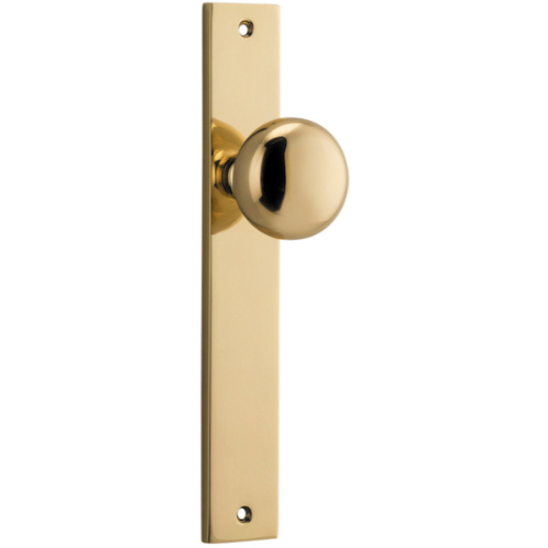 Door Knob Cambridge Rectangular Latch Polished Brass H240xW38xP67mm in Polished Brass